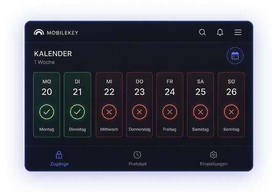 Mobile access calendar screen